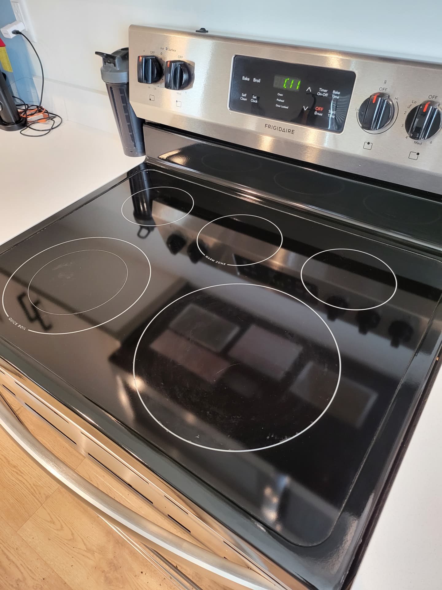 Glass cooktop before and after cleaning — after